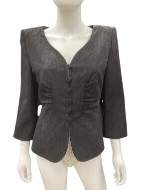 Armani Collezioni Blazer Women’s Size 12 Made In Italy Silk Embroidered Black